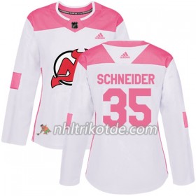 New Jersey Devils Trikot Cory Schneider 35 Adidas 2017-2018 Weiß Pink Fashion Authentic - Dame